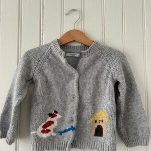 Baby Boden grey unisex cardigan size 18-24 month with dog design